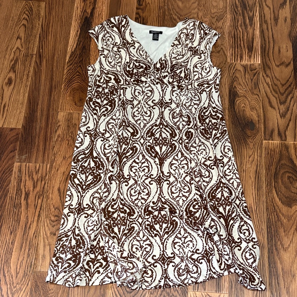 Glamour Brown and White Midi Dress